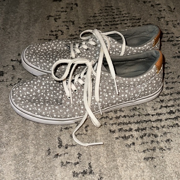 Vans Grey Flower Patterned Lace Up Shoes size 8.5 - Picture 6 of 7